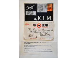 luchtpost "Airmailpaper from 5 grams to Aerogram", kleine collectie van 12 enveloppen w.b. enkele rampstukken en per KLM verv