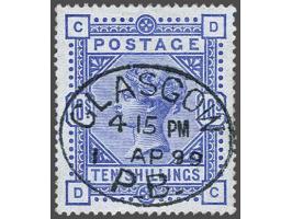 1883 10s. ultramarine, a very fine ex. with a superb strike of the oval Glasgow P.B. (Parcel Branch) cds 1899, cat.v. £ 525+