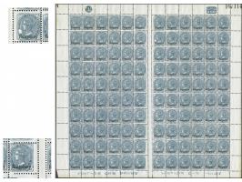 1891 ½d. on 1d. grey in a complete double sheet of 120 ex. including several varieties (several major frame brakes, some perf