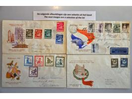 verzameling fdc's 1950-2006 vanaf E1 met normale dagtekenstempel (E1a vals), E2 t/m E13 beschreven etc. in 7 Davo albums