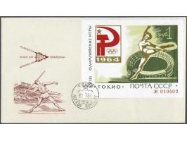 Olympic Games Tokyo 1964 1 rouble in olive green and red on fdc 31-7-1964, very fine, cat.v. 600