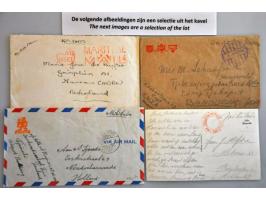 ca.125 portvrije militaire poststukken ca.1946-1951, veel naar Nederland met Veldpost stempels, Noodstempels, 4x Rode Olifant