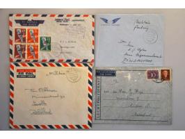 poststukken, pakketkaarten, postwissels, prentbriefkaarten, militair gebruikt w.b. UNTEA, iets bestemmingen (Zwitserland) etc