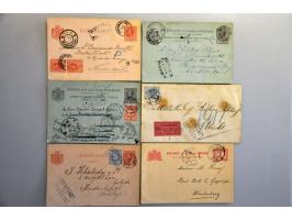 40 poststukken w.b. 2 voorfilatelie, 19 met emissie 1873, 3 met emissie Wilhelmina 1892, briefkaarten w.b. van plantages Hech