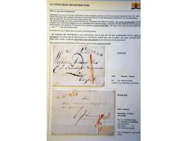 voorfilatelie 25 poststukken 1814-1850 met distributie aanduidingen w.b. (gekapt) P.(118).P. TEXEL, rondstempel HARDENBERG, r