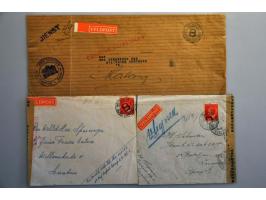 8 poststukken 1941-1942 met Veldpost en Distributie stempels w.b. envelop met sorteerkantoor B en postwissel met 40 cent en n