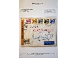 3 air mail letters to the Netherlands, from Netherlands Indies 8.5.1940 with Indies and Singapore censor and red RETOUR AFZEN