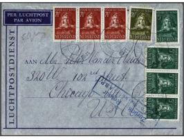 Air mail letter Beverwijk 10.XII.1941 to USA with child welfare 2½, 5 (4x) and 7½ cent (3x) with blue framed censor Zurück - 