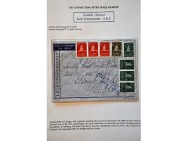 Air mail letter Beverwijk 10.XII.1941 to USA with child welfare 2½, 5 (4x) and 7½ cent (3x) with blue framed censor Zurück - 