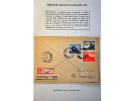 Deutsche Dienstpost Niederlande 23 letters and cards including postcard 6 Pf. KLV Lager Bösegrunde Sudetenland 15.3.45 to Ams