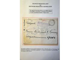 Deutsche Dienstpost Niederlande 23 letters and cards including postcard 6 Pf. KLV Lager Bösegrunde Sudetenland 15.3.45 to Ams