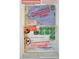 32 letters and cards from (and some to) the Netherlands and 10 single labels, all returned with cancels or labels, many with 