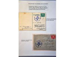 Liberation 1944-1945, 21 letters including 3x blue No. 8 SQDN NETHERLANDS . AIR . FORCES, purple Niet toegelaten on letter La