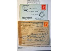 9 letters February-August 1945 with language indications such as purple VLAAMSCHE TAAL, typed Nederlands, written In Hollands