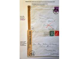 9 letters February-August 1945 with language indications such as purple VLAAMSCHE TAAL, typed Nederlands, written In Hollands