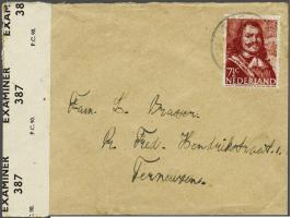 letter with 7½ cent Tiel-Terneuzen 4. IX (1944 very weak) with English censor label (in use 1-15 November 1944) and letter (t