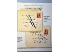 2 envelopes with 7½ cent Woerden-Kats 8.10.1944 (with interesting content) and 23.10.1944 with cancels VERBINGING VERBROKEN/ 