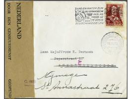 Envelope with 7½ cent from Utrecht-Station 18.IX.1944 to 's-Hertogenbosch, delayed because of the fighting, with Dutch censor