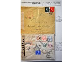 16 letters May 1946 to September 1949 to abroad, all censored and many return sender with different stamps and labels, transi