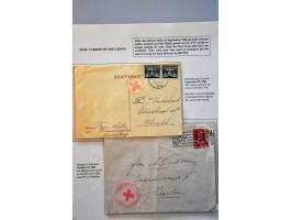 Red Cross, 5 postcards and 1 letter, all 1944, 2 with red ACCOORD, red COMITÉ voor MEPPEL en O and first Red Cross handstamp 