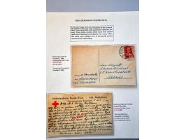 Red Cross, 5 postcards and 1 letter, all 1944, 2 with red ACCOORD, red COMITÉ voor MEPPEL en O and first Red Cross handstamp 