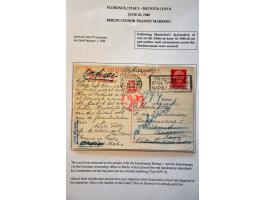 Netherlands Indies, card from Italy 20.VI.1940 with Retour/ service interrompu and 3 letters from Switzerland 31.XII.41 with 