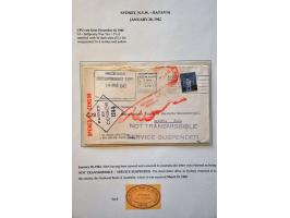 Netherlands Indies, card from Italy 20.VI.1940 with Retour/ service interrompu and 3 letters from Switzerland 31.XII.41 with 