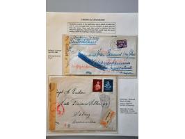 'f ' Hamburg censor on 5 letters 1942-1944 from the Netherlands to Scandinavia and 1 Kobenhaven-Leiden to Bayern and 1 letter