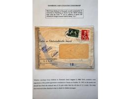 'f ' Hamburg censor on 5 letters 1942-1944 from the Netherlands to Scandinavia and 1 Kobenhaven-Leiden to Bayern and 1 letter