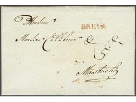 BREDA rood naamstempel, 21x4 mm (afwijkend van in PEP vermelde 6050-03) als vertrekstempel op frisse brief 20 jan 1789 naar M