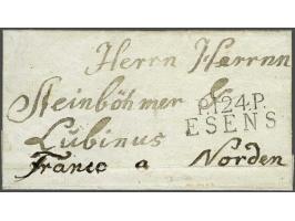 P.124.P. ESENS in zwart, pracht afdruk op brief 28-2-1811 naar Norden, 3 déc vooruitbetaald port, vrijwel pracht ex. met keur