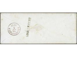 15 cent oranje pos. 7 op envelop van Loosdrecht (langstempel achterzijde) via Loenen 20-5-1861 naar Leeuwarden, pracht ex. me