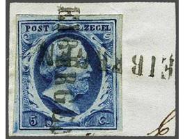 Eibergen (Ey 250) op 5 cent donkerblauw plaat III op fragment, pracht ex.