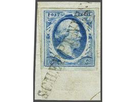 Scherpenisse (Ey R) op 5 cent lichtblauw plaat III pos. 30 op fragment, pracht ex.