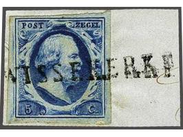 Wissekerke (Ey 250) op 5 cent donkerblauw plaat III op fragment, pracht ex.