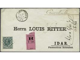 22½ cent blauwgroen tanding 12½ x 12 grote gaten op aangetekende envelop van Amsterdam 8-9-1890 naar Idar-Oberstein (D), fris