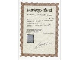 2½ cent lila tanding 12½ grote gaten met certificaat Moeijes 1989, pracht ex. (miniem korter tandje onder en bruin vlekje in 
