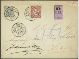 ½ cent roze op aangetekende envelop G7 lokaal te Amsterdam 3-12-1896, pracht ex. Juist tarief van 13 cent voor een aangeteken