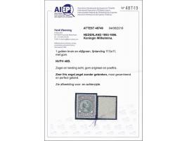 1 gulden bruin en olijfgroen tanding 11½ x 11 met certificaat Vleeming 2019, cat.w. 1350