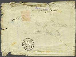 Envelop met originele inhoud afkomstig uit het wrak van de S.S. Berlin van Londen 20-2-1907 naar Amsterdam met stempel Bescha