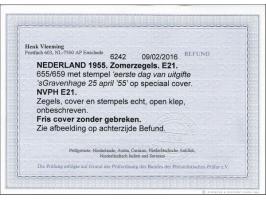 fdc E21 zomerzegels, onbeschreven pracht ex. met open klep en attest Vleeming 2016, cat.w. 350