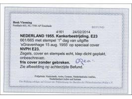 fdc E23 Kankerbestrijding, onbeschreven pracht ex. met open klep en attest Vleeming 2014, cat.w. 300