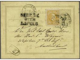 Willem III 2½ cent geel op briefkaart G4 van Weltevreden 30-1-1880 over Napels naar Amsterdam, pracht ex.