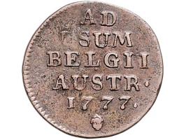 Provinciaal Dubbele en enkele liard Brussel 1777, stempels gesneden door Th. van Berckel AE W. 1146/7 totaal 2 exemplaren ZF+