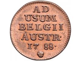 Provinciaal Dubbele 1789 en enkele liard Brussel 1788 Stempels gesneden door Th. van Berckel, AE W. 1153/4 totaal 2 exemplare