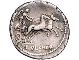 Romeinse munten Claudia 1. C.Claudius Pulcher (110/109 BC) Head of Roma r., Rev. Victory in biga. r. c. pulcher in ex Syd 569