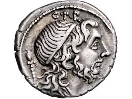 Romeinse munten Cornelia 54, Cn. Lentulus (76/75 BC) g.p.r. above diademed bust of the Genius of the Roman People dr. r., sce