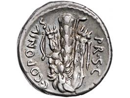 Romeinse munten Sicinia 1. Q. Sicinius and C. Coponius (49-48 BC) Diademed head of Apollo r., star below Q.Sicinius before, I