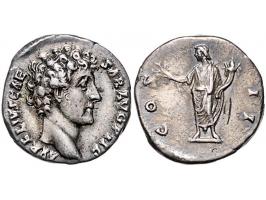 Romeinse munten Marcus Aurelius (161-180) as Caesar, Denarius (struck ca. 145-147 AD) AVRELIVS CAESAR AVG PII F, bare head ri