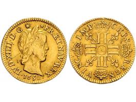 France Louis XIV, ½ louis d'or 1652A, gold KM156.1, F